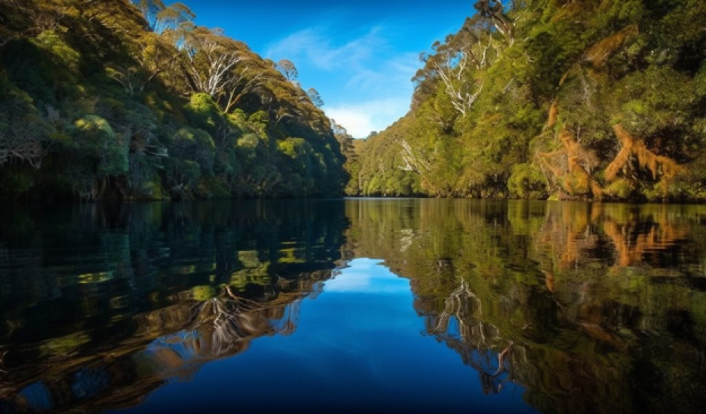 Tranquil scene reflects natural beauty in outdoors generated by artificial intelligence